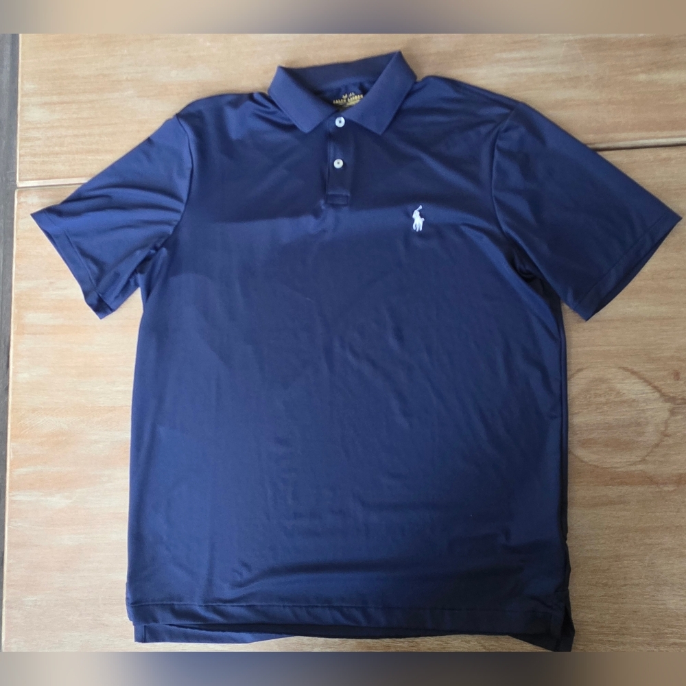 Ralph Lauren Performance Polo Shirt Navy Blue White Pony Men’s Medium